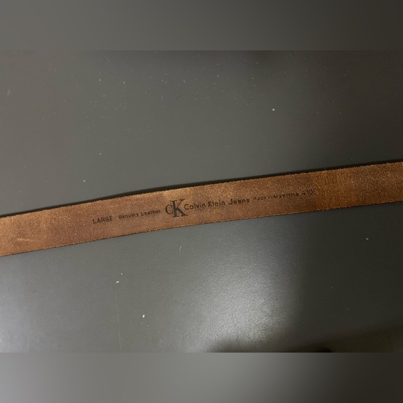 Vintage Calvin Klein Brown Leather Belt Men Size Large Made In Argentina - Picture 4 of 9